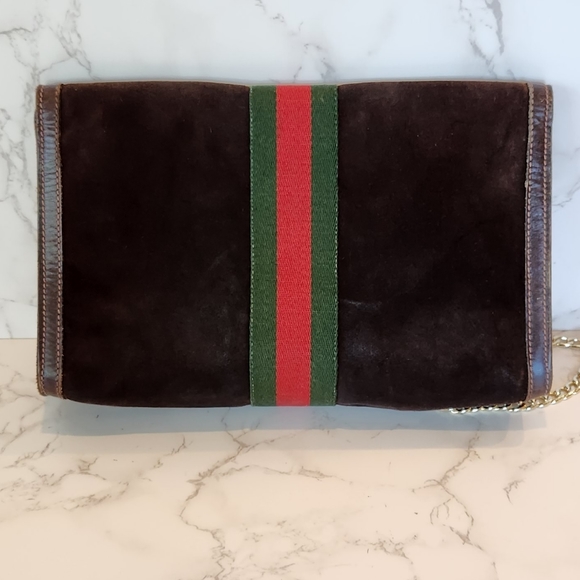 Vintage GUCCI Sherry Line Brown Suede Clutch - Picture 3 of 11